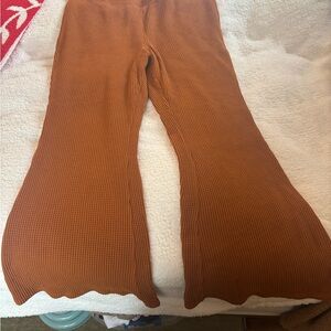 Aerie Women's Burnt Orange Waffle Knit Flare Pants
